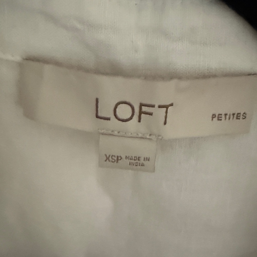 ☀️LOFT Linen White Blouse with Collar - Picture 3 of 6